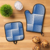 Pothouder Set - Blauwe Schaduw Lint Weave (Top down)