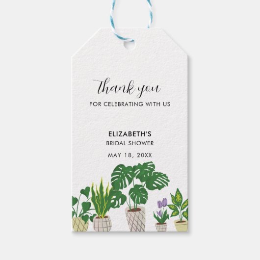 Pothplants Bruiloftsfeest Groene Dank je Cadeaulabel (Voorkant)