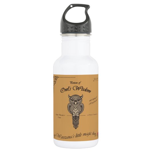 Potie van de wijsheid van Owl Waterfles (Voorkant)