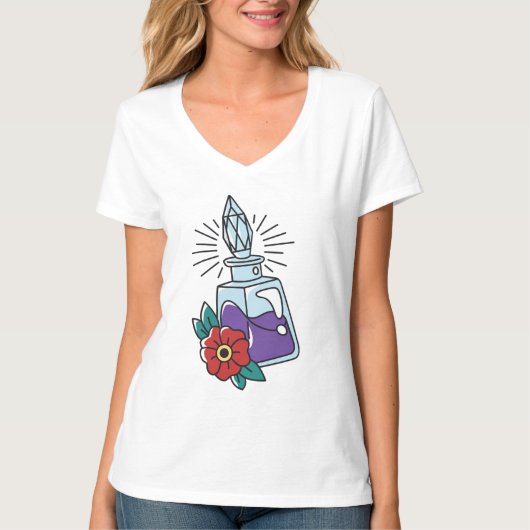 Potion Fles and Flower T-shirt (Voorkant)