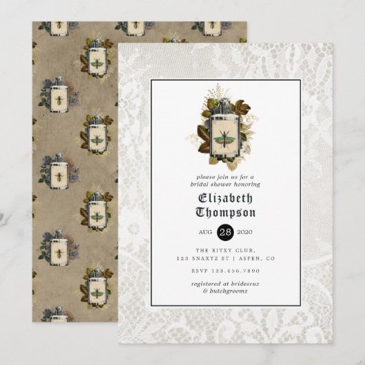 Potion Fles and Lace Gothic Vrijgezellenfeest Kaart (Voorkant / Achterkant)