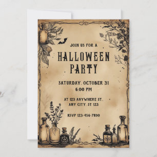 Potion flessen perkament papier textuur Halloween Kaart