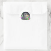 Potion Fold – Schotse Vouw Kat Halloween Ronde Sticker (Tas)
