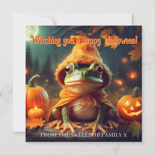 Potion-Master Apprentice Whimsical Frog Halloween Kaart (Voorkant)