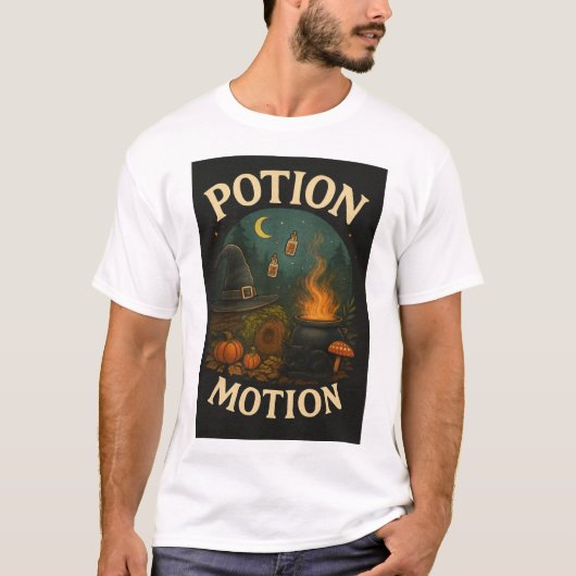 “Potion Motion” – Whimsische Heksen Halloween T-shirt (Voorkant)