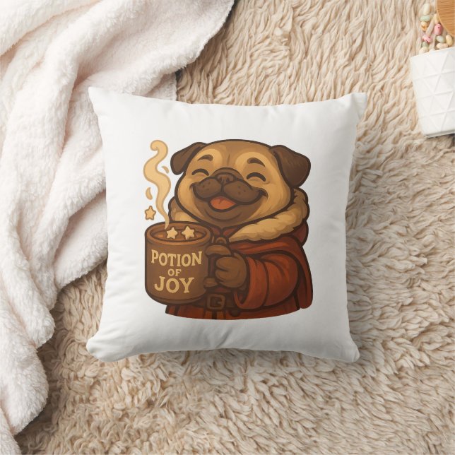 Potion of Joy Pug Pillow | Cute Cozy Christmas Dog Kussen (Deken)