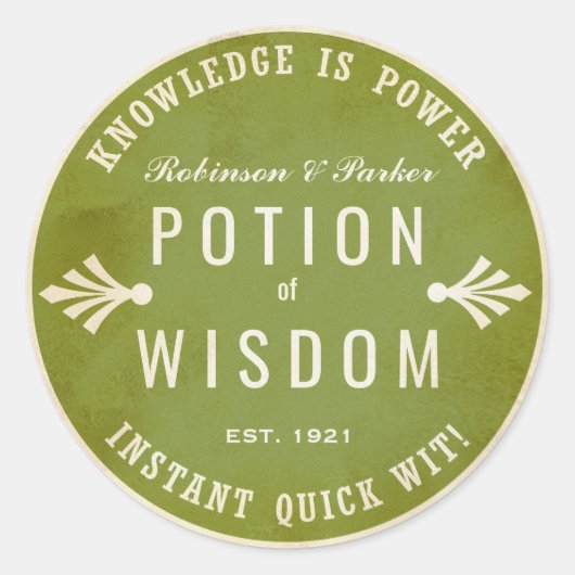 Potion van Wisdom groene Halloween sticker (Voorkant)