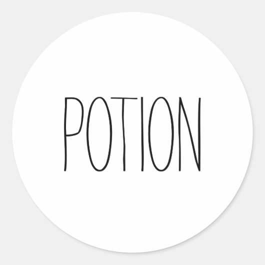 Potion wit zwart eenvoudige typografie Halloween Ronde Sticker (Voorkant)