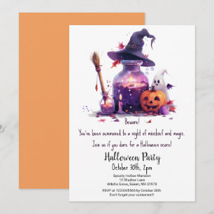 Potions Pumpkin Ghost Witch Pet Halloween Party Kaart