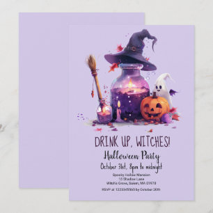 Potions Pumpkin Ghost Witch Pet Halloween Party Kaart