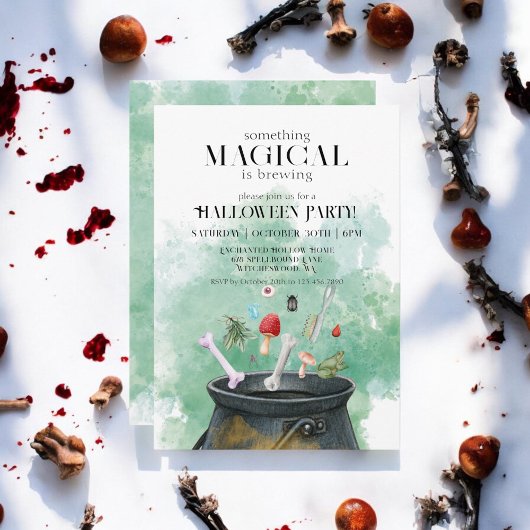 Potions & Spells Witches Cauldron Halloween Party Kaart