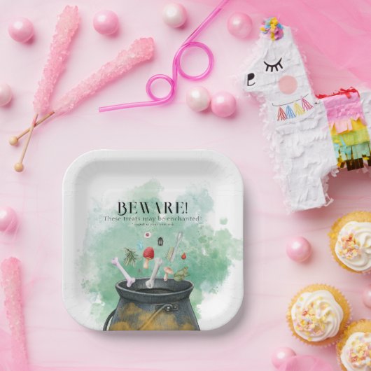 Potions, spreuken, magische Halloween heksen ketel Papieren Bordje (Feest)