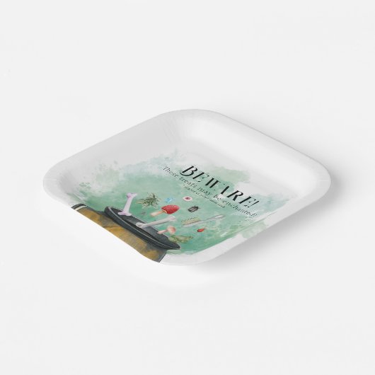 Potions, spreuken, magische Halloween heksen ketel Papieren Bordje (Gebogen)