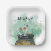 Potions, spreuken, magische Halloween heksen ketel Papieren Bordje (Voorkant)