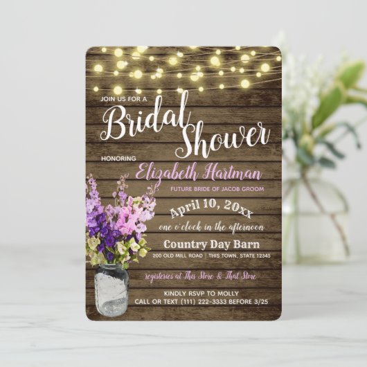 Potje Delpheniums en Lichten Rustiek Vrijgezellenf Kaart (Staand voorkant)