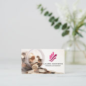 Potje met munten | Financiële grafiek Groei Logo Visitekaartje (Staand voorkant)