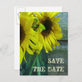 Potje Zonnebloemen Barnwood Herfst Bewaar de datum Aankondigingskaart (Voorkant / Achterkant)