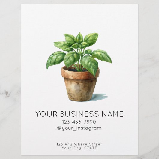 Potkruiden waterverf service prijslijst flyer (Achterkant)