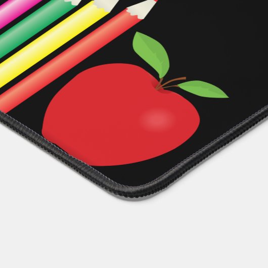 Potloden en rode Apple Teacher Desk Mat (Hoek)