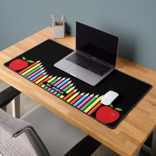 Potloden en rode Apple Teacher Desk Mat