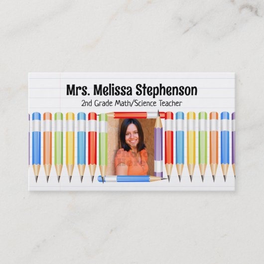 Potloden Foto Leraar Tutoring School Onderwijs Visitekaartje (Voorkant)