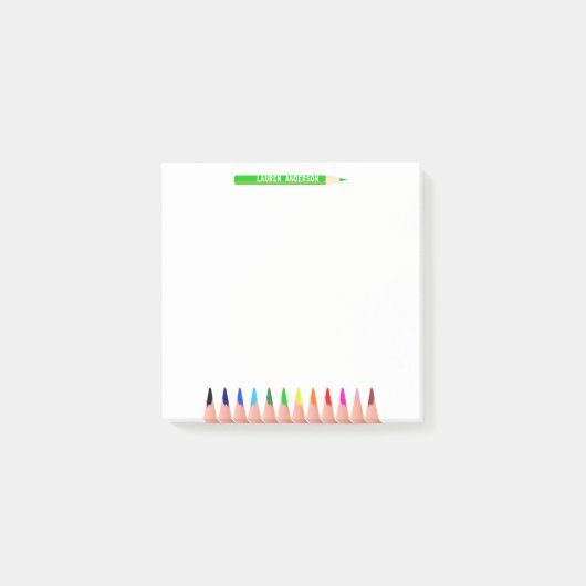 Potloden met aangepaste leraar naam kleur post-it® notes (Voorkant)