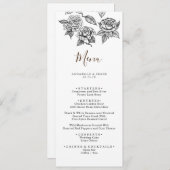 Potlood Art Bloemen Rozen Bruiloft Menu Kaart (Voorkant / Achterkant)