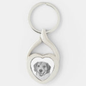 Potlood Beagle Dog Heart Sleutelhanger (Voorkant)