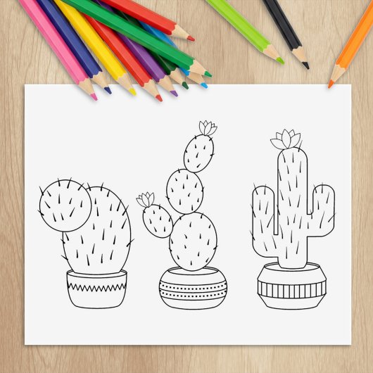 Potlood Cacti - Cactus Planten Coloring Page Rubberstempel