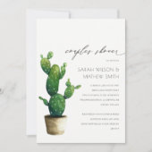 Potlood Cactus Green Foliage Couples Shower Invite Bedankkaart (Voorkant)