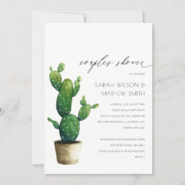 Potlood Cactus Green Foliage Couples Shower Invite Bedankkaart