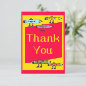 Potlood Cartoon voor studenten Dank je kaart (Staand voorkant)