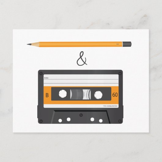 Potlood & compact cassette briefkaart (Voorkant)
