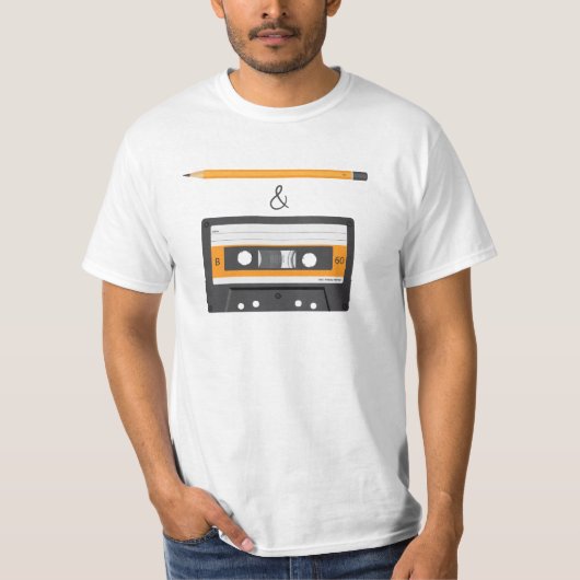 Potlood & Compact Cassette, onbuigzaam T-shirt (Voorkant)