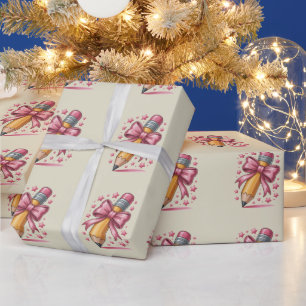 Potlood Coquette Strik Leraren Waardering School Cadeaupapier