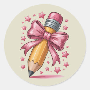 Potlood Coquette Strik Leraren Waardering School Ronde Sticker