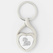 potlood Dachshund Heart Sleutelhanger (Voorkant)