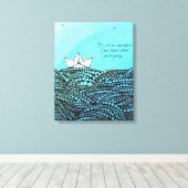 Potlood Drage Papierboot | motivatie tekst Canvas Afdruk (Insitu (Houten vloer))