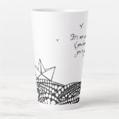 Potlood Drage Papierboot | motivatie tekst Latte Mok (Voorkant)