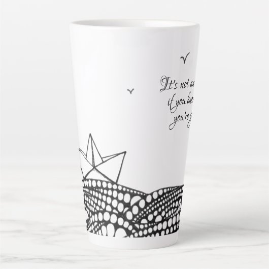 Potlood Drage Papierboot | motivatie tekst Latte Mok (Voorkant)
