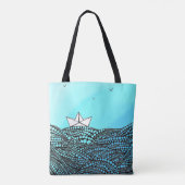 Potlood Drage Papierboot | motivatie tekst Tote Bag (Achterkant)