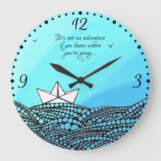 Potlood Drage Papierboot | motivatie woorden Grote Klok (Voorkant)