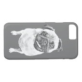potlood Drawn Pug iPhone Case (Achterkant (Horizontaal))