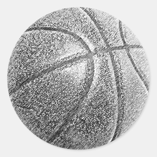 Potlood Effect Basketball Ronde Sticker (Voorkant)