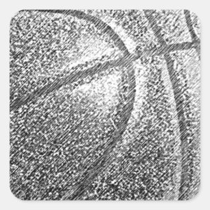 Potlood Effect Basketball Vierkante Sticker
