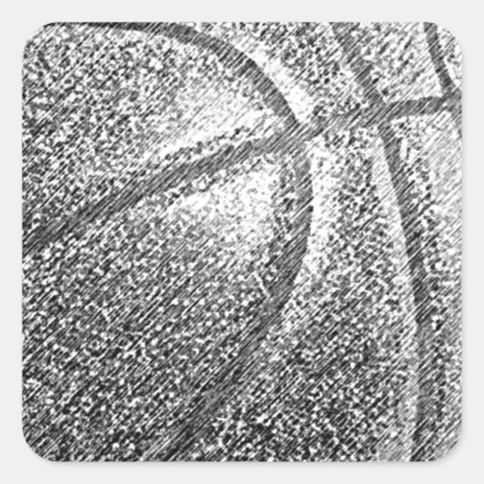 Potlood Effect Basketball Vierkante Sticker (Voorkant)