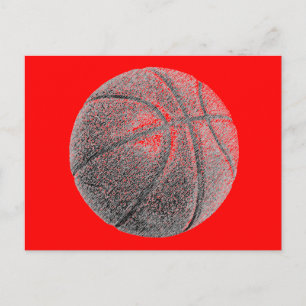 Potlood Effect Rode Pop Art Basketbal Post Kaart