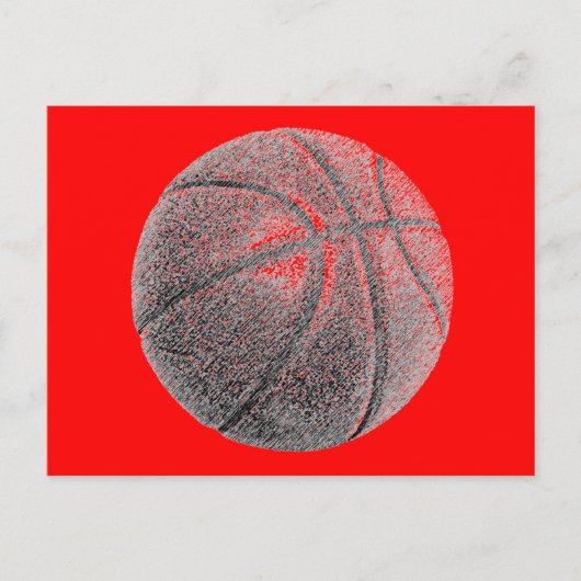 Potlood Effect Rode Pop Art Basketbal Post Kaart (Voorkant)