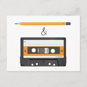 Potlood en compact cassette briefkaart