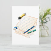 Potlood en papier uitnodigingen (Staand voorkant)